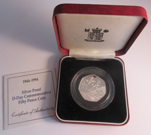 Load image into Gallery viewer, 1994 D DAY QUEEN ELIZABETH II SILVER PROOF 50p FIFTY PENCE ROYAL MINT BOX &amp; COA
