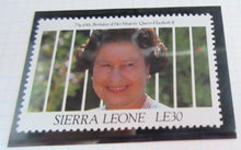 Load image into Gallery viewer, 1991 65TH BIRTHDAY QUEEN ELIZABETH II SIERRA LEONE STAMPS MNH &amp; ALBUM SHEET
