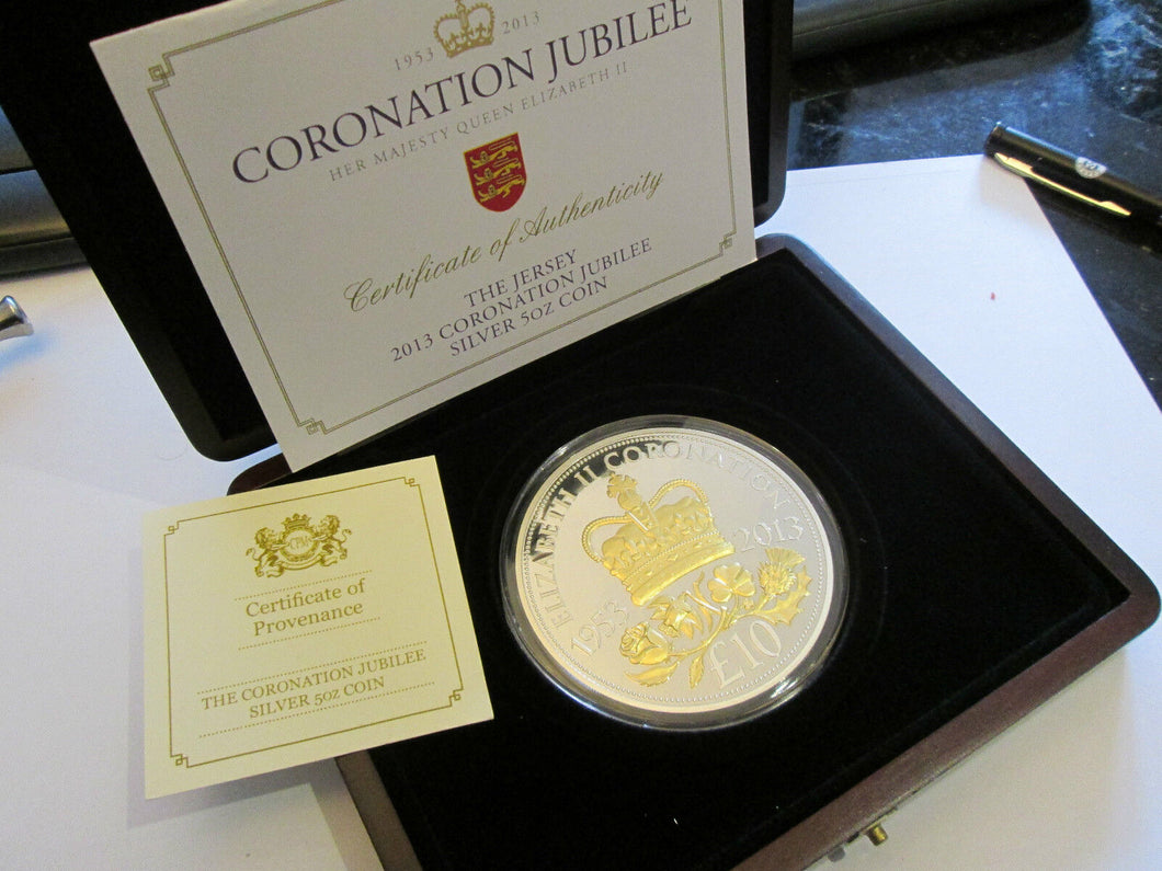 2013 5 oz Jersey Coronation Jubilee Silver & Gold Proof £10 Ten Pounds Coin, 311