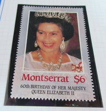 Load image into Gallery viewer, 1986 QUEEN ELIZABETH II 60TH BIRTHDAY MONTSERRAT STAMPS &amp; ALBUM SHEET
