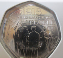 Load image into Gallery viewer, Royal Mint 2018 The People Act 1918 BUnc 50p Coin pack sealed from mint
