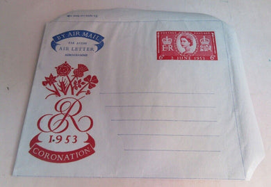 1953 AIR MAIL LETTER QEII 6d ROYAL MAIL AIR MAIL LETTER UNUSED