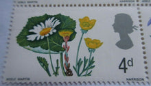 Load image into Gallery viewer, 1966 FLOWERS 4d 5 STAMPS MNH WITH CLEAR FRONTED STAMP HOLDER
