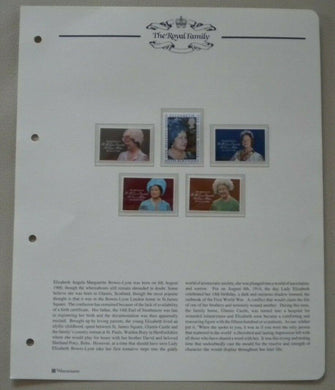 1980 HM QUEEN ELIZABETH THE QUEEN MOTHER'S 80TH BIRTHDAY 5 MNH STAMPS/INFO SHEET