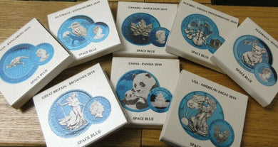 2019  .999 Silver Coin - Space Blue Edition PANDA BRITANNIA EAGLE KOALA KANGAROO