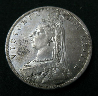 1887 bunc VICTORIA HALF CROWN JUBILEE BUST Spink 3923 SCARCE COIN