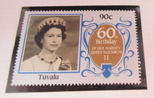 Load image into Gallery viewer, 1986 QUEEN ELIZABETH II 60TH BIRTHDAY TUVALU STAMPS &amp; ALBUM SHEET
