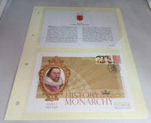 Load image into Gallery viewer, JAMES I HISTORY OF THE MONARCHY PNC, FIRST DAY COVER,STAMPS &amp; INFORMATION SET
