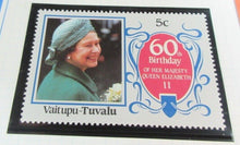 Load image into Gallery viewer, 1986 QUEEN ELIZABETH II 60TH BIRTHDAY VAITUPU TUVALU  STAMPS &amp; ALBUM SHEET
