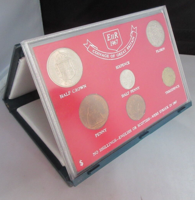 UK 1967 COINAGE OF GREAT BRITAIN QEII BUNC 6 COIN SET IN ROYAL MINT BLUE BOOK