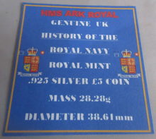 Load image into Gallery viewer, 2005 HISTORY OF THE ROYAL NAVY HMS ARK ROYAL SILVER PROOF £5 COIN  ROYAL MINT
