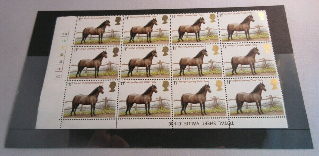 1978 WELSH PONY 11p BLOCK OF 12 STAMPS MNH