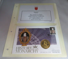 Load image into Gallery viewer, ELIZABETH I HISTORY OF THE MONARCHY PNC,FIRST DAY COVER,STAMPS &amp; INFORMATION SET
