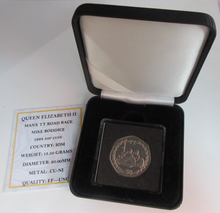 Load image into Gallery viewer, 1984 QEII MANX TT ROAD RACE MIKE BODDICE MINT MARK AA FIFTY PENCE COIN BOX &amp; COA
