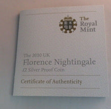 Load image into Gallery viewer, Florence Nightingale 2010 Silver Proof UK Royal Mint £2 Coin In Box + COA
