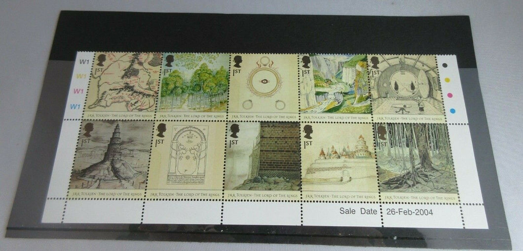 2004 JRR TOLKIEN LORD OF THE RINGS 1ST CLASS SET TEN STAMPS MNH IN STAMP HOLDER