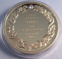 Load image into Gallery viewer, 2018 HRH PRINCE LOUIS OF CAMBRIDGE THE ROYAL BABY GOLD PLATED MEDAL BOX &amp; COA
