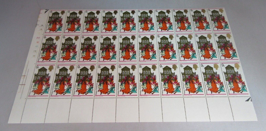 1968 HAPPY CHRISTMAS BLOCK OF 30 x 9d STAMPS MNH