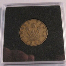 Load image into Gallery viewer, 1946 GEORGE VI BRASS THRUPENCE THREE PENCE KEY DATE HOUSED IN QUAD CAPSULE CC9
