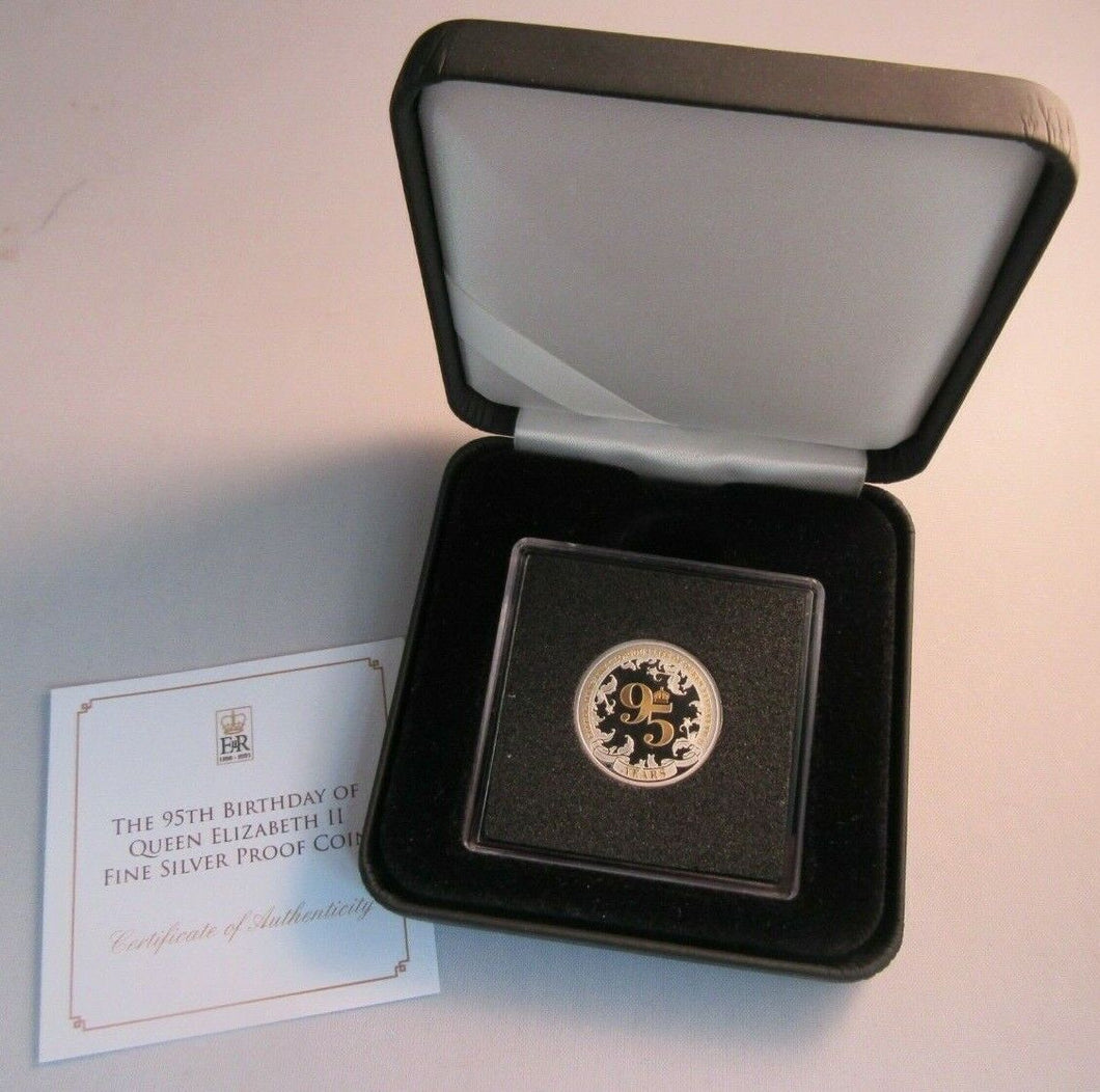 2021 95TH BIRTHDAY OF QEII FINE SILVER PROOF $1 ONE DOLLAR COIN BOX & COA