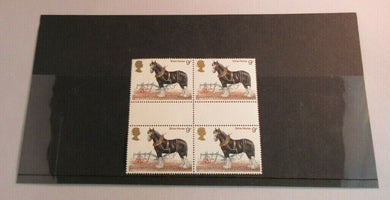 1978 SHIRE HORSE 9p BLOCK OF 4 STAMPS MNH