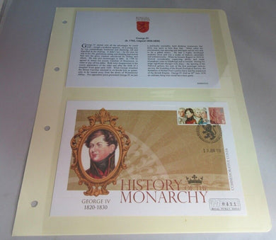 GEORGE IV REIGN 1820-1830 COMMEMORATIVE COVER INFORMATION CARD & ALBUM SHEET