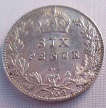Load image into Gallery viewer, 1902 KING EDWARD VII BARE HEAD SIXPENCE COIN .925 SILVER COIN SPINK 3983 IN FLIP
