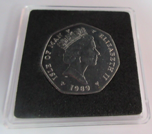 Load image into Gallery viewer, 1989 QEII ELLAN VANNIN COMPUTER MINT MARK AA FIFTY PENCE 50P COIN BOX &amp; COA
