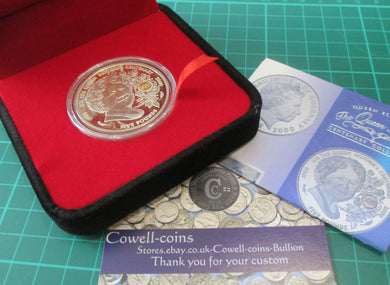 2000 ROYAL MINT GUERNSEY SILVER PROOF £5 FIVE POUND COIN QUEEN MOTHER BOX/COA Cc