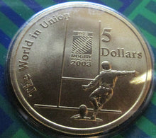 Load image into Gallery viewer, 2003 $5 BUNC Uncirculated World Cup Rugby World in Union COIN PACK ROYAL AU MINT
