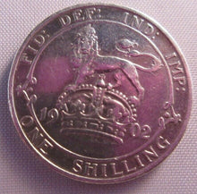 Load image into Gallery viewer, 1902 KING EDWARD VII BARE HEAD VF .925 SILVER ONE SHILLING COIN IN CLEAR FLIP
