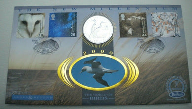 1996 GIBRALTAR 1 CROWN COIN THE WORLD OF BIRDS BENHAM SILK COIN COVER WITH COA