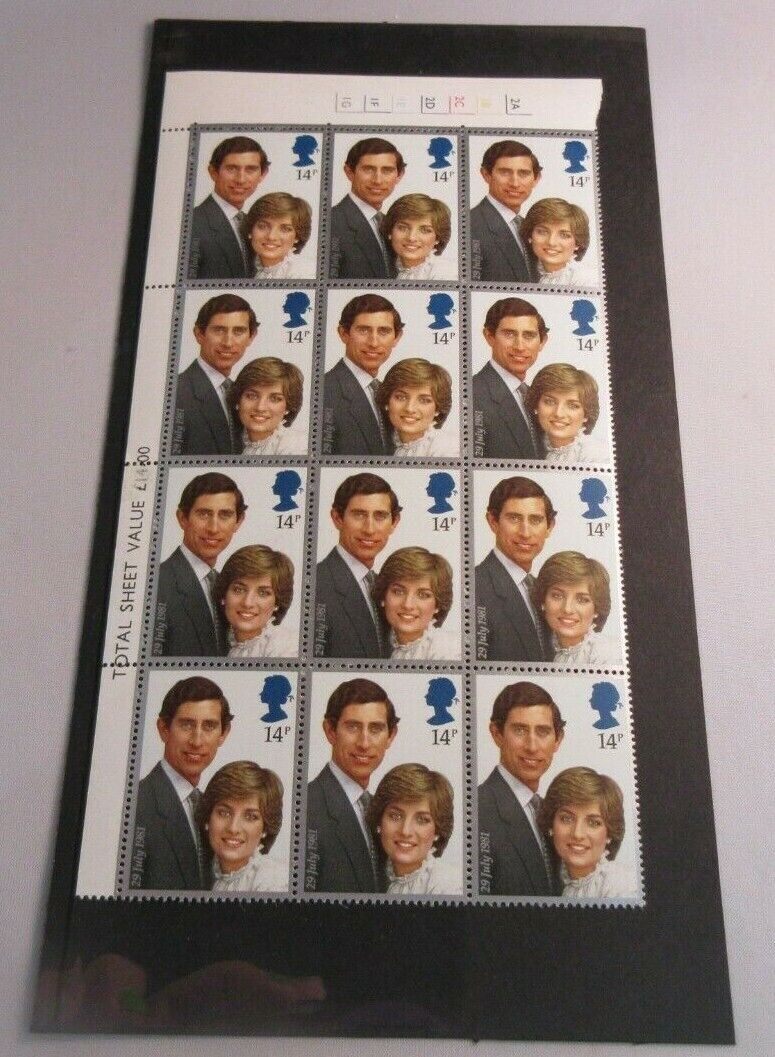 1981 PRINCE CHARLES & LADY DIANA SPENCER 14p BLOCK OR 12 STAMPS MNH