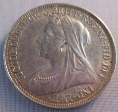 1897 QUEEN VICTORIA VEILED HEAD SILVER ONE SHILLING COIN IN CLEAR FLIP