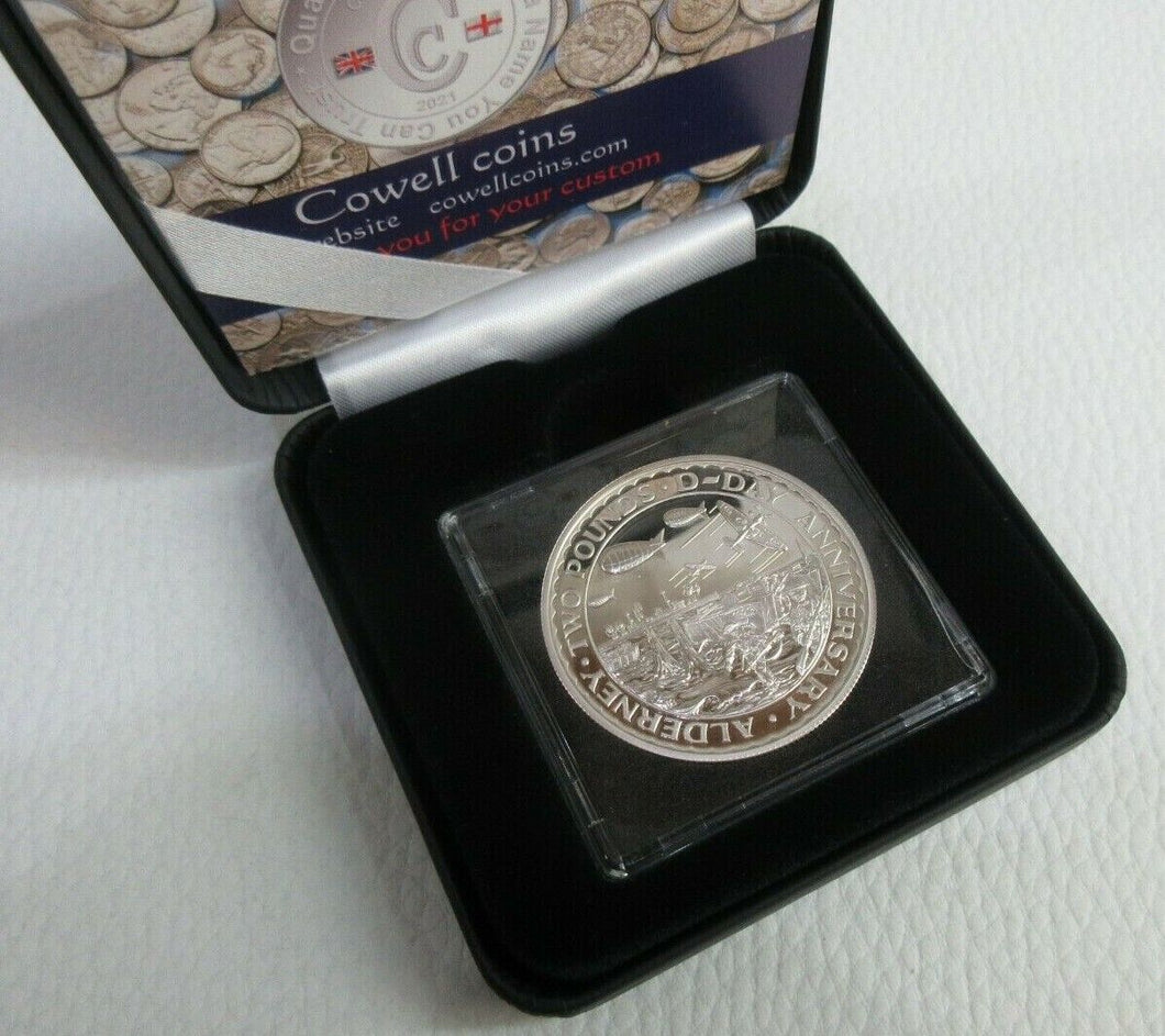1994 ALDERNEY £2 Pound Silver PROOF Coin CROWN SIZED D DAY LANDINGS BOXED
