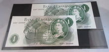 Load image into Gallery viewer, 1967 FFORDE £1 ONE POUND BANK NOTES X2 UNC FEB 1967 D28Y 165666 &amp; D28Y 165888
