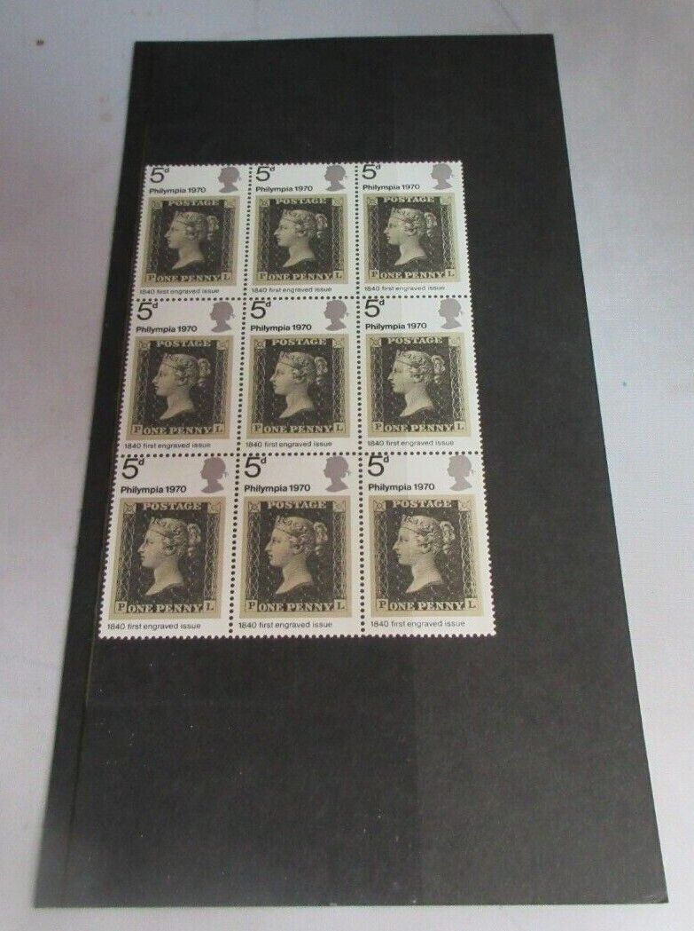 5d PHILYMPIA 1970 9 STAMPS MNH WITH CLEAR FRONTED STAMP HOLDER