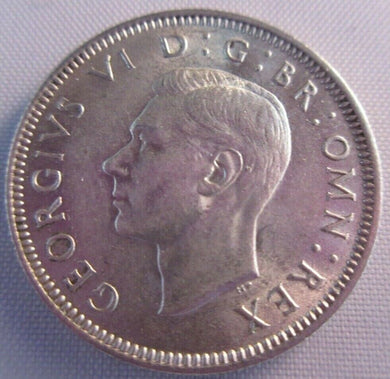 1946 KING GEORGE VI BARE HEAD .500 SILVER UNC ONE SHILLING COIN & CLEAR FLIP E1