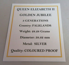 Load image into Gallery viewer, 2002 QEII GOLDEN JUBILEE THREE GENERATIONS 50P CROWN SILVER COLOURED PROOF BOXED
