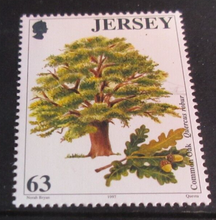 Load image into Gallery viewer, QUEEN ELIZABETH II  TREES JERSEY DECIMAL STAMPS X 4 MNH IN STAMP HOLDER
