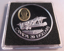 Load image into Gallery viewer, 1992 HISTORY OF POWERED FLIGHT CURTISS JN4 CANUCK 1oz S/PROOF CANADA $20 COIN
