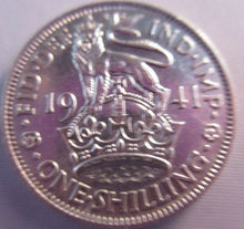 Load image into Gallery viewer, 1941 KING GEORGE VI BARE HEAD .500 SILVER aUNC ONE SHILLING COIN &amp; CLEAR FLIP E1
