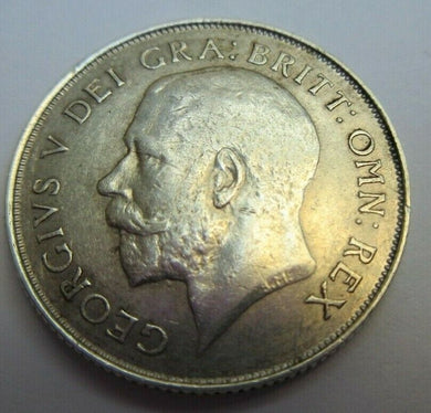 1924 KING GEORGE V BARE HEAD .500 SILVER aUNC ONE SHILLING COIN IN CLEAR FLIP