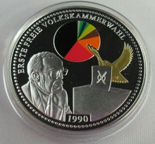 Load image into Gallery viewer, 20 YEARS OF GERMAN UNITY 1ST FREE ELECTION OF THE PEOPLES CHAM S/PROOF MEDAL/COA
