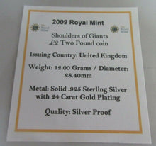 Load image into Gallery viewer, 2009 £2 SHOULDERS OF GIANTS SILVER PROOF TWO POUND COIN BOXED ROYAL MINT COIN
