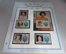 Load image into Gallery viewer, 1986 QUEEN ELIZABETH II 60TH BIRTHDAY NUI TUVALU STAMPS &amp; ALBUM SHEET
