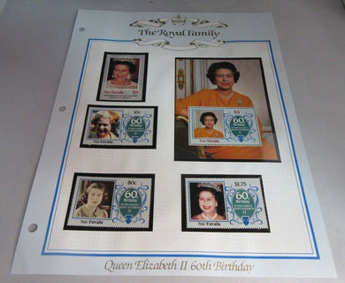 1986 QUEEN ELIZABETH II 60TH BIRTHDAY NUI TUVALU STAMPS & ALBUM SHEET