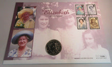 Load image into Gallery viewer, 1900-2002  HM QUEEN ELIZABETH THE QUEEN MOTHER MEMORIAL BUNC £5 COINCOVER PNC
