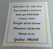 Load image into Gallery viewer, 2008 HISTORY OF THE RAF BOMBER COMMAND PROOF £5 FIVE POUND CROWN BOX COA
