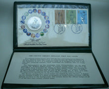 Load image into Gallery viewer, 1873-1973 COUNTY CRICKET SILVER MEDALLIC FIRST DAY COVER/PNC COA PADDED CASE
